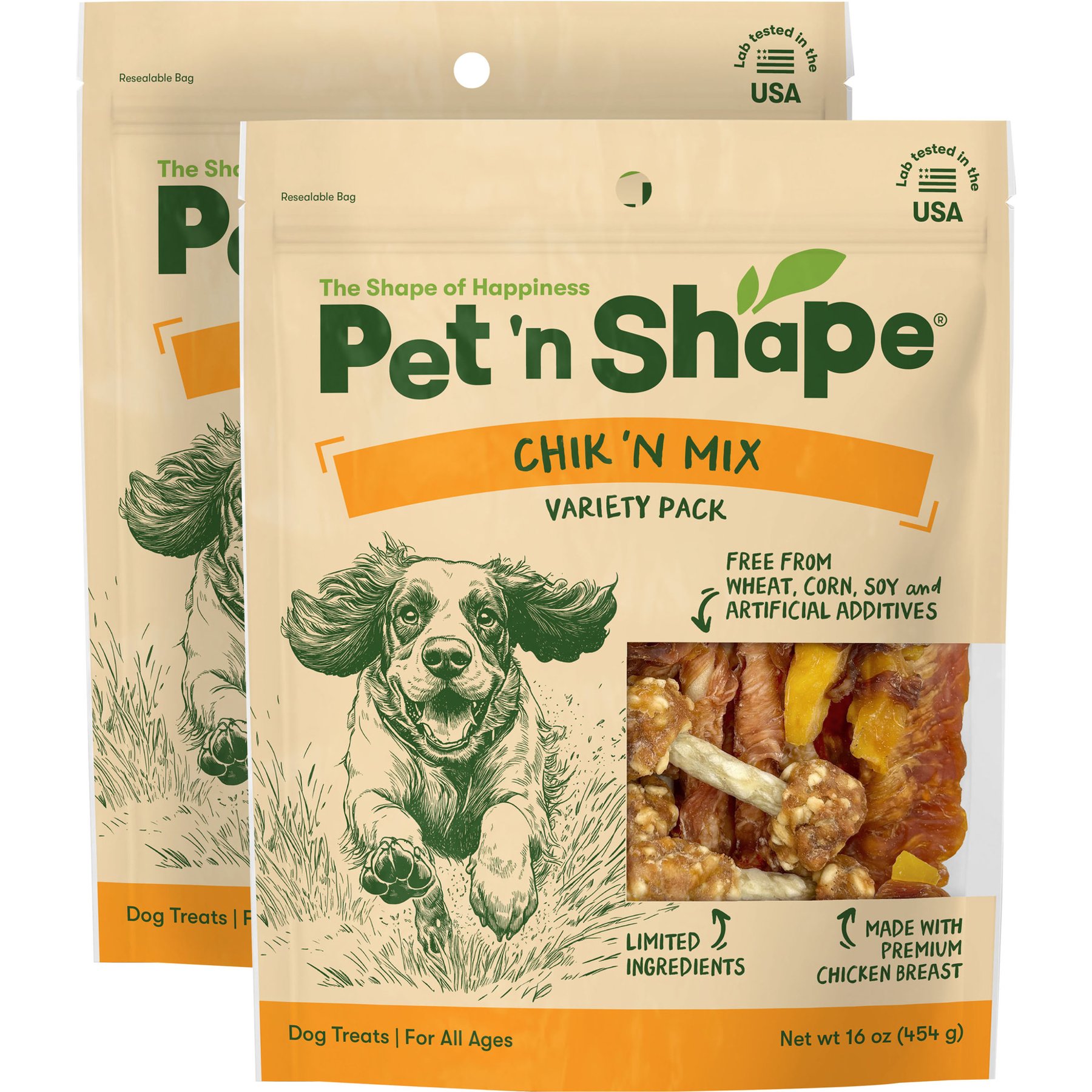 Pet 'n Shape Chik 'n Mix Assorted Variety Pack Rawhide Dog Chew, 16-oz bag, bundle of 2