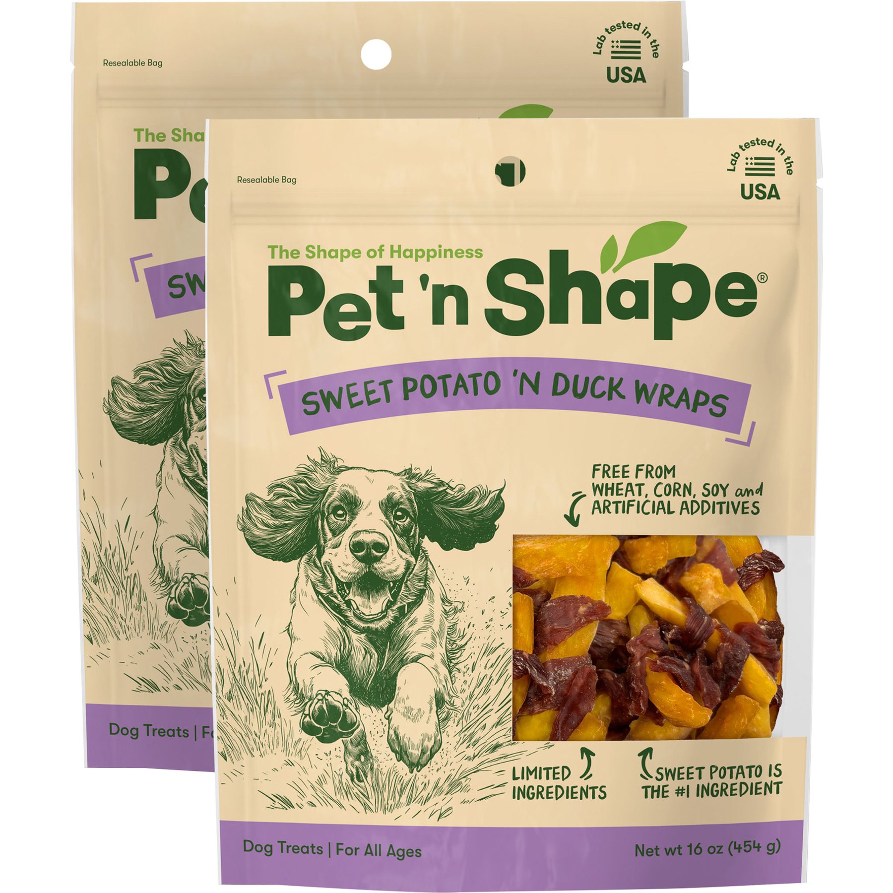 Pet 'n Shape Duck 'n Sweet Potato Grain-Free Dehydrated Dog Treats, 32-oz bundle