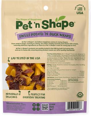Show full view: Pet 'n Shape Grain-Free Duck 'n Sweet Potato Dog Treats, 8-oz bag, bundle of 2 slide 4 of 10