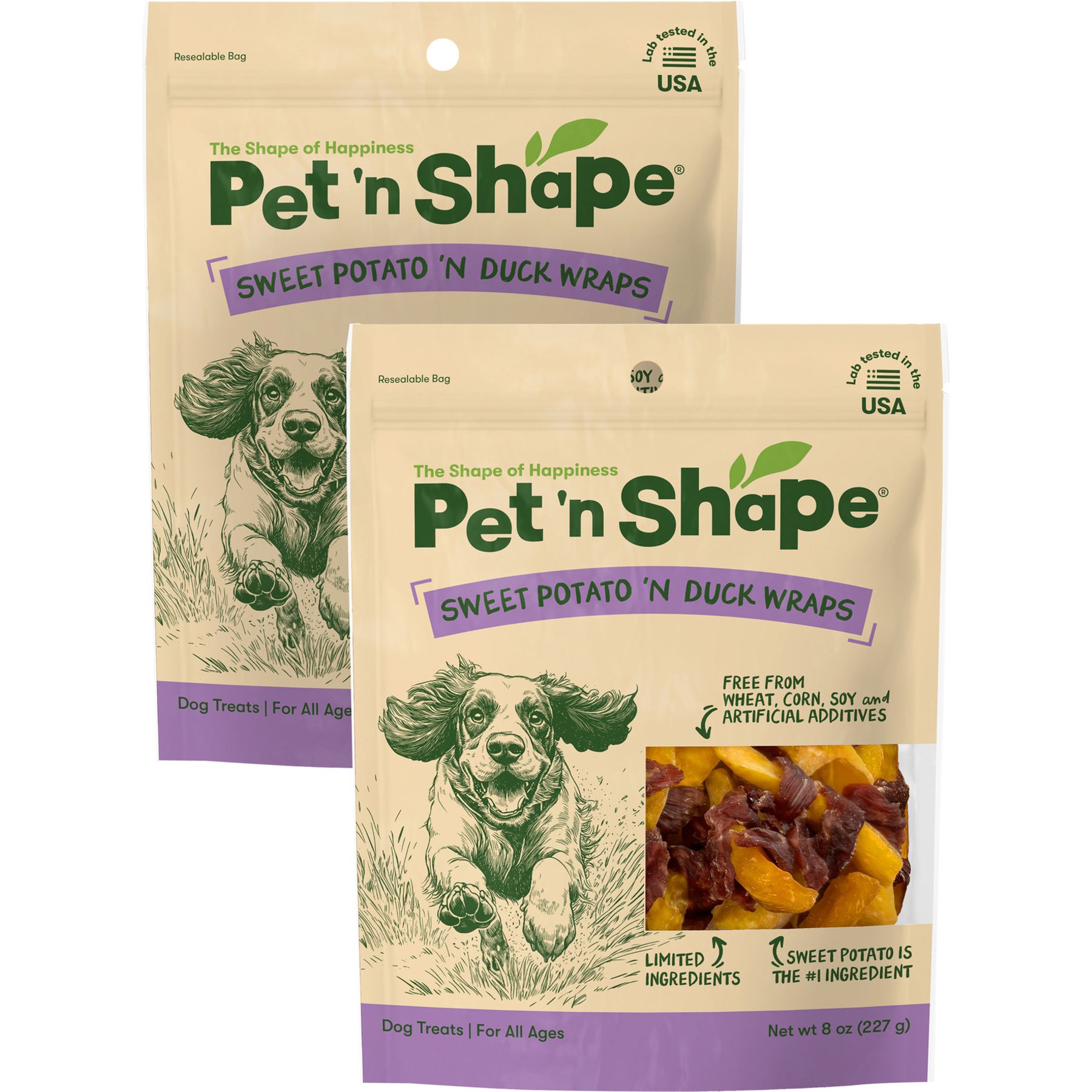 Pet 'n Shape Duck 'n Sweet Potato Grain-Free Dehydrated Dog Treats, 8-oz bag, bundle of 2