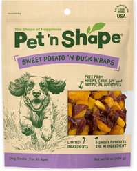 Pet 'n Shape Grain-Free Duck 'n Sweet Potato Dog Treats, 1-lb bag