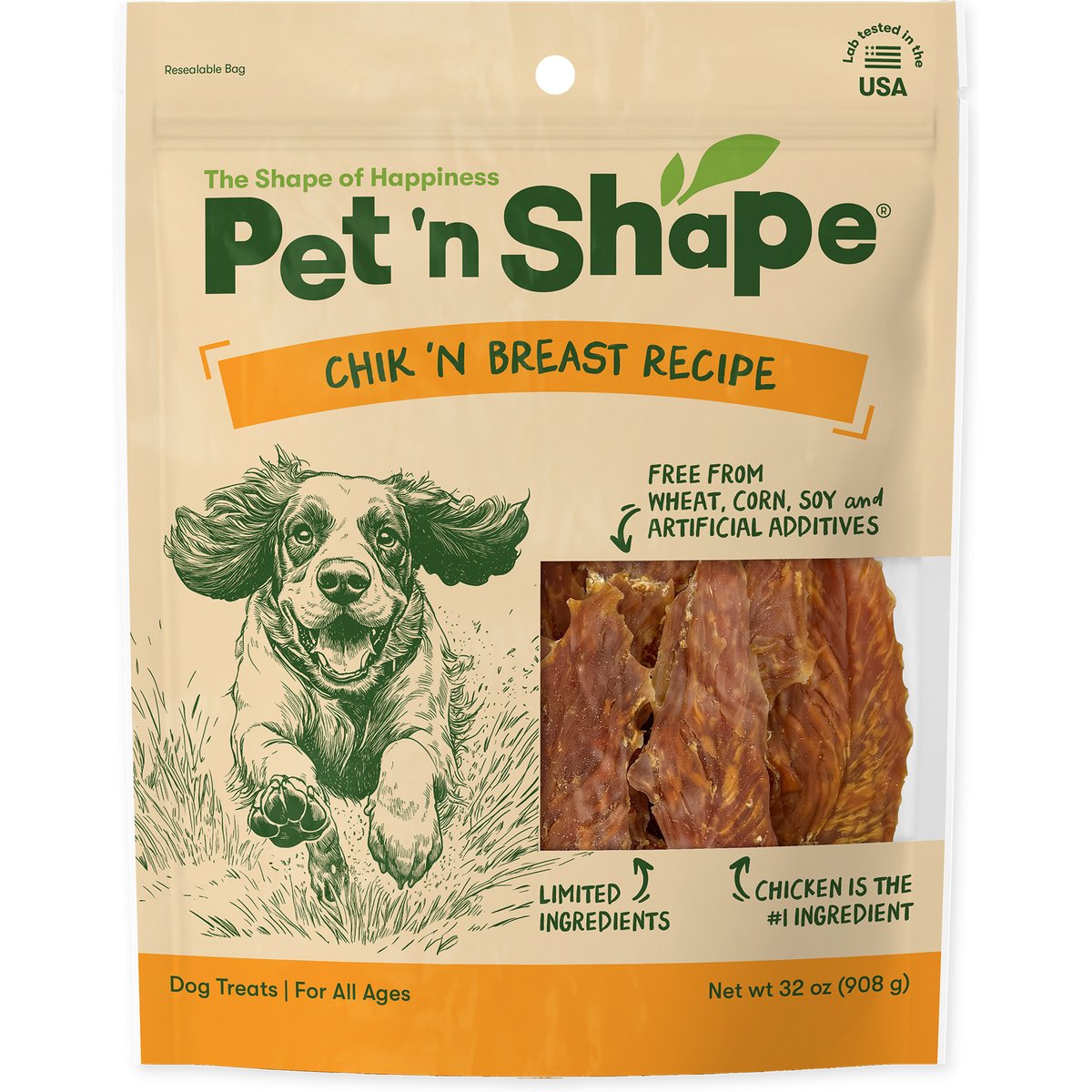 Pet 'n Shape Chik 'n Breast Grain-Free Chicken Jerky Dog Treats, 2-lb bag