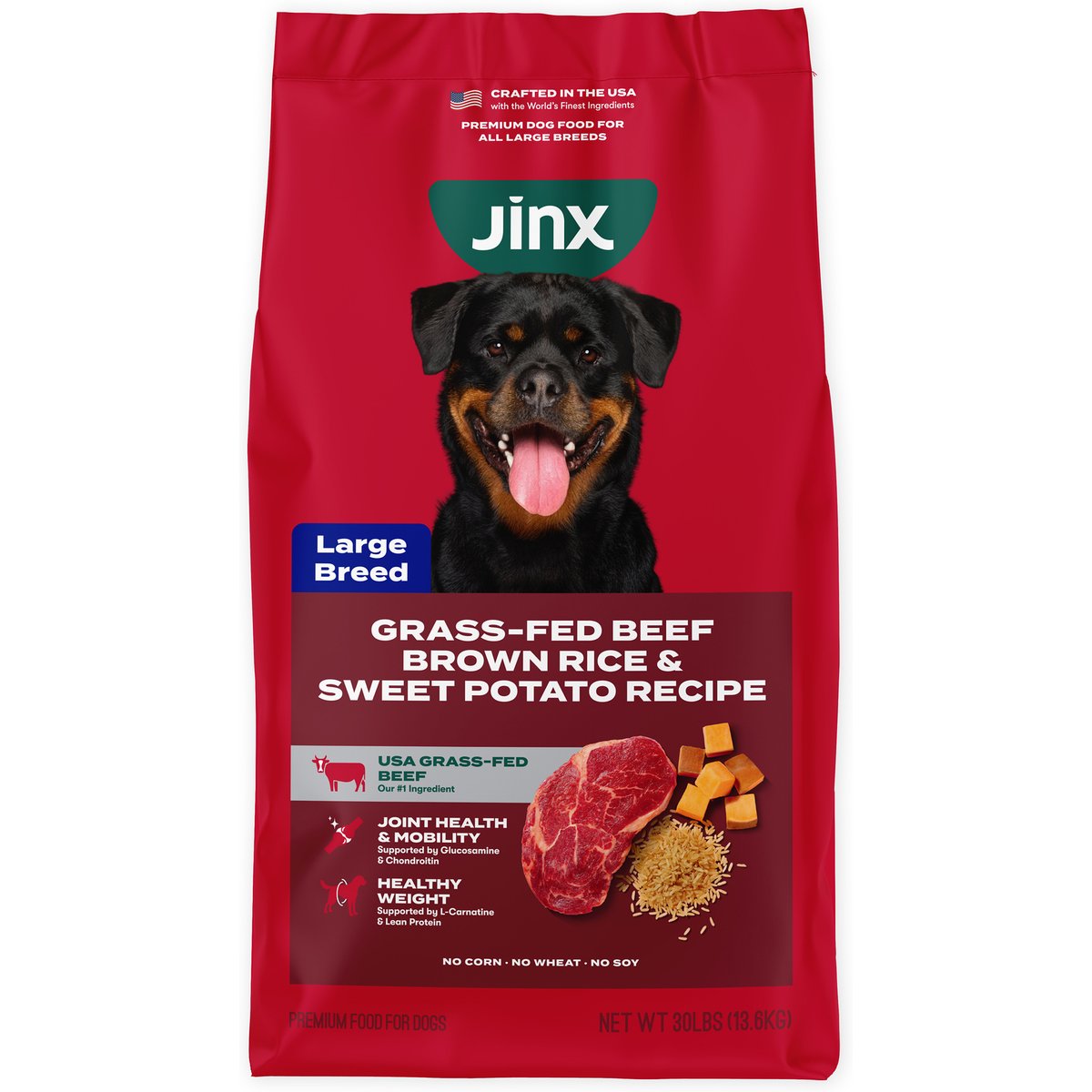 Jinx Large Breed Beef, Brown Rice & Sweet Potato Kibble Dry Dog Food, 30-lb bag