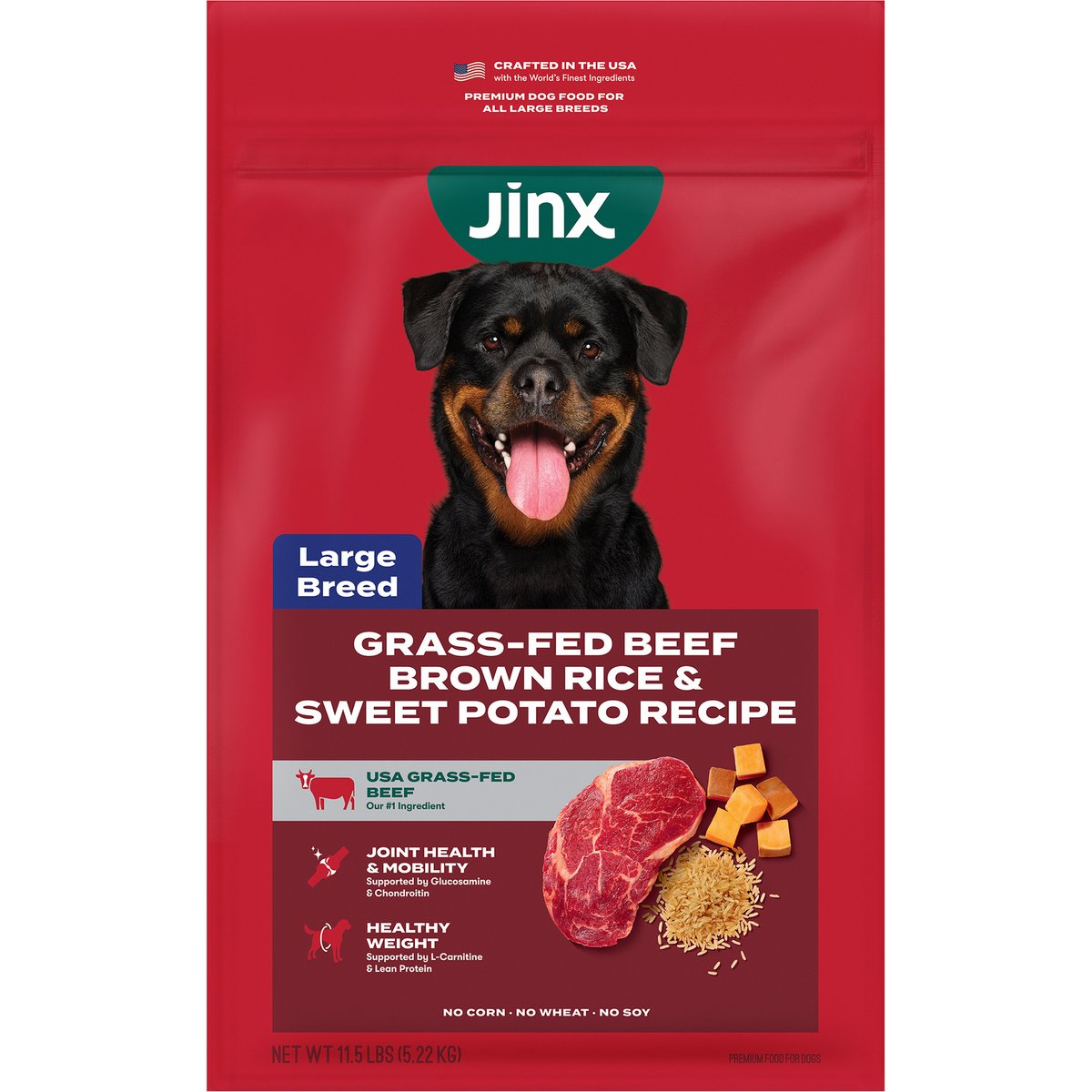 Jinx Large Breed Beef, Brown Rice & Sweet Potato Kibble Dry Dog Food, 11.5-lb bag