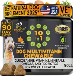 Googipet 10-in-1 Multivitamin Peanut Butter & Pumpkin Flavored Soft & Chewy Supplement for Dogs, 90 count