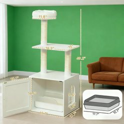 Cesicia 49.2-in Litter Box Enclosure Cat Tree, White slide 2 of 7