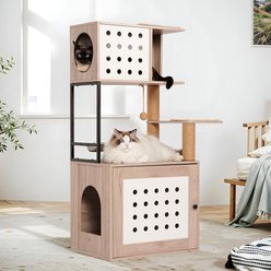 Cesicia All-in-one 47.24-in Litter Box Enclosure & Cat Tree, Gray & White slide 2 of 7