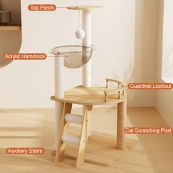 Cesicia 41.3-in Wood Cat Tree Tower, Natural slide 2 of 6