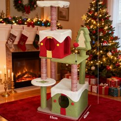 Cesicia 54-in Christmas Cat Tree & Condo, Green slide 2 of 8