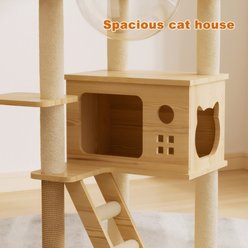 Cesicia 48.8-in Wood Cat Tree Tower, Natural slide 2 of 6