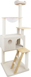 Cesicia Wood Ladder & Transparent Spacecraft 65-in Cat Tree & Condo, White
