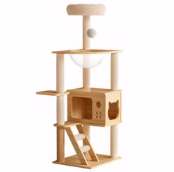 Cesicia 48.8-in Wood Cat Tree Tower, Natural