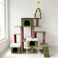 Cesicia Wide 74.5-in Christmas Cat Tree Tower, Green