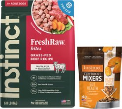 Instinct Frozen Raw Bites Real Beef Recipe Food + Freeze-Dried Raw Boost Mixers Gut Health Recipe Dog Food Topper