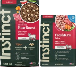 Instinct Raw Boost Recipe with Real Beef & Freeze-Dried Raw Pieces Dry Food + Frozen Raw Bites Real Beef Recipe Dog Food