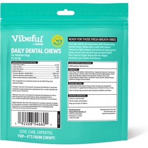 Vibeful Medium Daily Dental Chews for Dogs, Chicken Flavor, 30 count