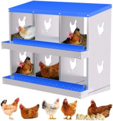 LALFPET 6/8/10 Hole Galvanized Steel Rustproof Egg Laying Chicken Nesting Boxes, Blue, 32.09-in
