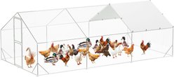 LALFPET Doom Roof Metal Bird Coop with Cover, 6 to 10 Chicken Capacity, Large: 9.8 x 19.7 x 6.6-ft