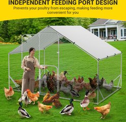 LALFPET Doom Roof Metal Bird Coop with Cover, 6 to 10 Chicken Capacity, Large: 9.8 x 6.5 x 6.5-ft slide 2 of 6