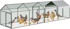LALFPET Walk-In Metal 4-Door Bird Coop with Waterproof & Anti-UV Cover, Silver, 157.48-in