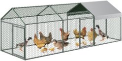 LALFPET Walk-In Metal 4-Door Bird Coop with Waterproof & Anti-UV Cover, Silver, 118.1-in