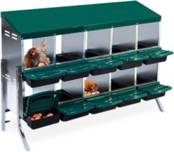 LALFPET 8 or 10 Hole 2 Layer Chicken Nesting Box, Green with Legs, 52.56-in