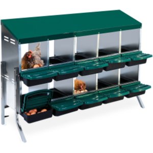 LALFPET 8 or 10 Hole 2 Layer Chicken Nesting Box, Green with Legs, 52.56-in