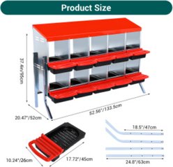 LALFPET 8 or 10 Hole 2 Layer Chicken Nesting Box, Red with Legs, 52.56-in slide 2 of 5