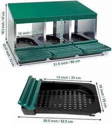 LALFPET 3 Compartment Metal Roll Out Chicken Nesting Box, 31.5-in, Green slide 2 of 5