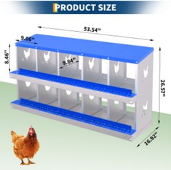 LALFPET 6/8/10 Hole Galvanized Steel Rustproof Egg Laying Chicken Nesting Boxes, Blue, 53.54-in slide 2 of 5