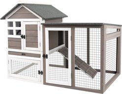 LALFPET 2-Story Wooden Bird Coop with Waterproof Roof, Small: 45.28 x 20.08 x 36.61-in