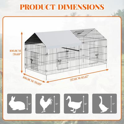 Show full view: LALFPET Outdoor Metal Portable Bird Coop with Door & Window, 85.67-in slide 2 of 6