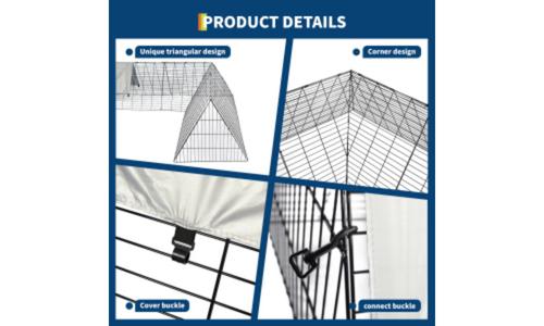 Show full view: LALFPET Spire-Shaped Enclosure Metal Chicken Coop with Cover, Large: 13 x 9.8 x 6.4-ft slide 5 of 5