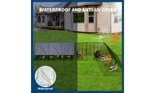 Show full view: LALFPET Spire-Shaped Enclosure Metal Chicken Coop with Cover, Large: 13 x 9.8 x 6.4-ft slide 4 of 5