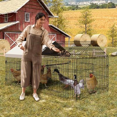 Show full view: LALFPET Outdoor Metal Portable Bird Coop with Door & Window, 85.67-in slide 4 of 6