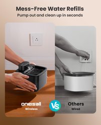OneIsAll Wireless Ultra-Quiet Integrated Silent Flow Pump Automatic Cat Water Fountain, Small: 74-oz slide 2 of 9