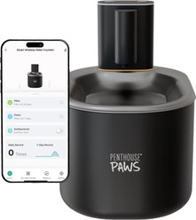 Penthouse Paws Smart Wireless Stainless Steel Dog & Cat Water Fountain, Black, 118-oz