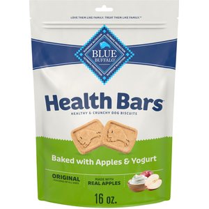 Blue Buffalo Health Bars Oven-Baked with Natural Ingredients Apples & Yogurt Biscuit Dog Crunchy Treats, 1-lb bag