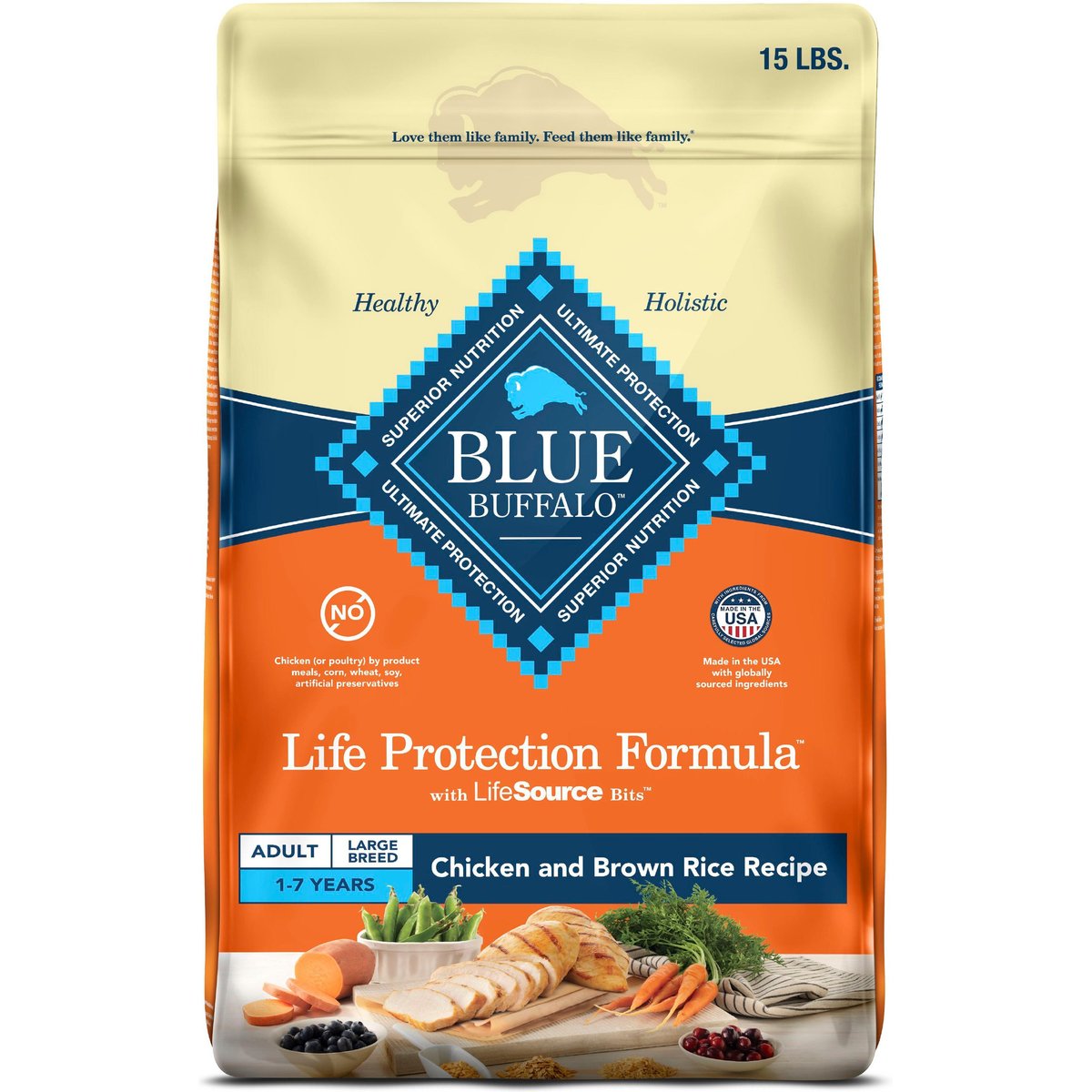 Blue Buffalo Chicken & Brown Rice Recipe Large Breed Dry Dog Food