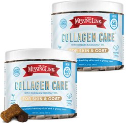 The Missing Link Collagen Care Soft Chews Skin & Coat Supplement with Omegas for Dogs, 120 count bundle