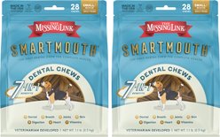 The Missing Link Smartmouth 7-in-1 Dental Chews for Small & Medium Dogs, 15 to 50-lbs, 56 count bundle