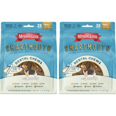 The Missing Link The Missing Link Smartmouth 7-in-1 Dental Chews for Small & Medium Dogs, 15 to 50-lbs, 56 count bundle