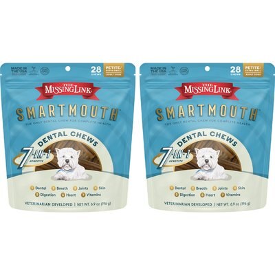 The Missing Link The Missing Link Smartmouth 7-in-1 Dental Chews for Petite & X-Small Dogs, 5 to 15-lbs, 56 count bundle