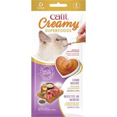 Catit Catit Creamy Superfood Lamb Recipe with Quinoa & Chia Cat Lickable Treats, 0.35-oz tube, 4 count
