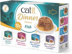 Catit Dinner Variety Pack Grain-Free Fish Wet Cat Food Topper, 2.65-oz can, case of 12