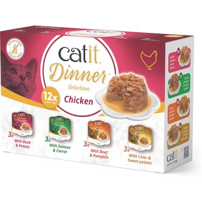 Catit Catit Dinner Variety Pack Grain-Free Chicken Wet Cat Food Topper, 2.65-oz can, case of 12