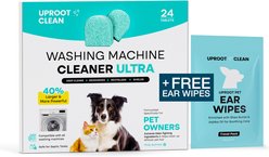 Uproot Clean Washing Machine Cleaner Ultra Tablets, 24 count + Bonus Ear Wipes