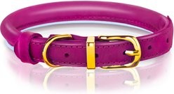 OOPSDOGGY Soft Padded Rolled Leather Reflective Dog Collar, Pink, Large: 14 to 18-in neck, 3/5-in wide