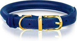 OOPSDOGGY Soft Padded Rolled Leather Reflective Dog Collar, Blue, X-Small: 8 to 11-in neck, 2/5-in wide