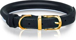 OOPSDOGGY Soft Padded Rolled Leather Reflective Dog Collar, Black, Small: 10 to 13-in neck, 3/5-in wide